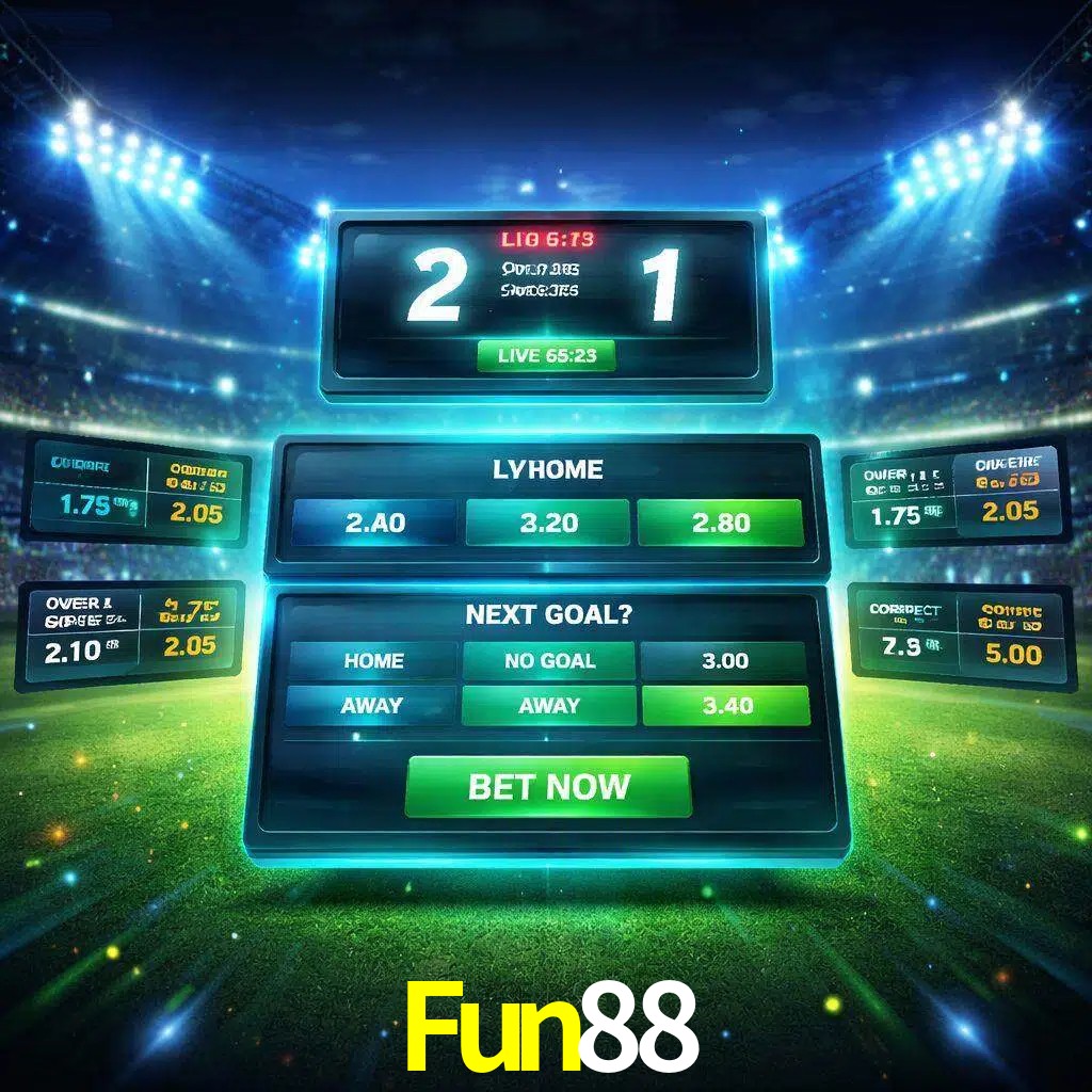 Vista de apuestas en vivo Fun88 durante un partido en curso